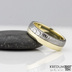 Columba yellow - Zlatý snubní prsten a damasteel, dřevo - zatmavené