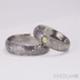 Snubní prsten nerezová ocel damasteel - Prima a kámen naturál, dřevo - vltavín