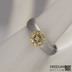 Snubní prsten kovaná nerezová ocel damasteel - PRIMA se zlatou ozdobou - velikost 50