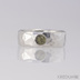 Kovaný nerezový snubní prsten - Draill světlý a kámen natural (vltavín)