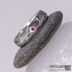 Natura a broušený kámen do stříbra - snubní prsten kovaná nerezová ocel damasteel