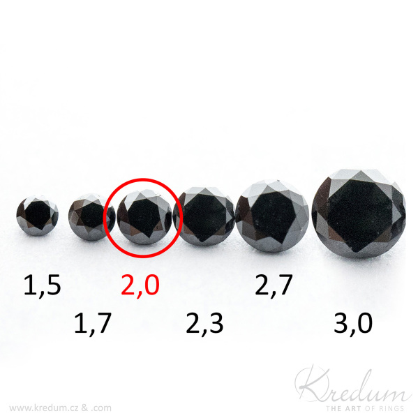 Přírodní černý diamant - velikost 2 mm