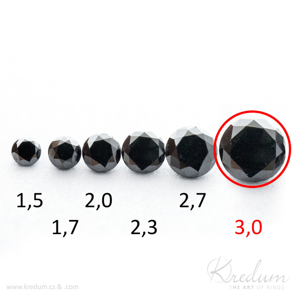 Přírodní černý diamant - velikost 3 mm