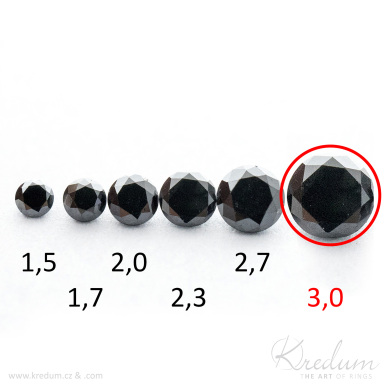 Přírodní diamant černý - průměr 3 mm