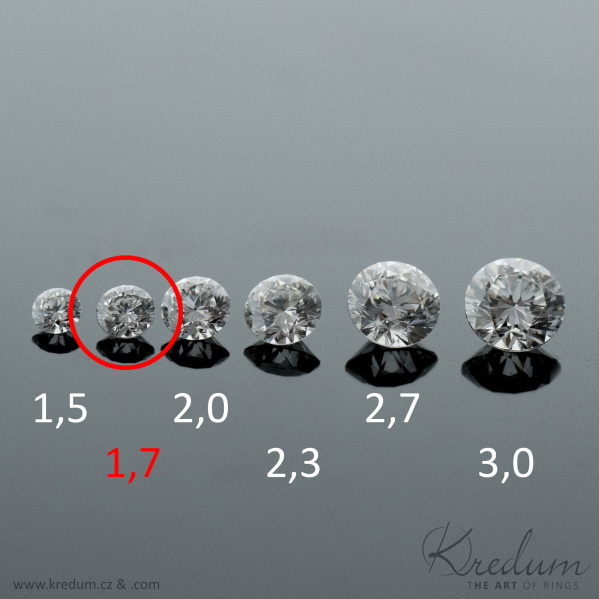 přírodní čirý diamant - velikost 1,7 mm
