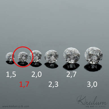 Přírodní diamant čirý - průměr 1,7 mm