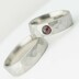 Snubní prsteny z chirurgické ocele - Natura a kabošon Almandin - 53, šířka 6 mm, tloušťka 2 mm, matný a Natura - 61, šířka 6 mm, mat - Kované snubní prsteny - K 2127