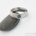 Zásnubní prsten s tyrkysem - Prima damasteel + tyrkys natural 4-4,5mm, velikost 63,5, šířka 7 mm, silný, struktura dřevo lept světlý jemný, profil B+CF - et 1982