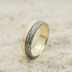 Columba yellow - Zlatý snubní prsten a damasteel, dřevo - et 2211