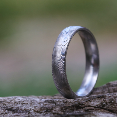 Prima devo - Kovan snubn prsten z nerez oceli damasteel, V4828