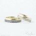 Columba yellow - Zlatý snubní prsten a damasteel, dřevo - k 5552