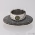 Klasik marro a vltavín - 48, šířka 6,7 mm, tloušťka 1,8 mm, průměr kamene 5,7 mm - Nerezový snubní prsten - S1452