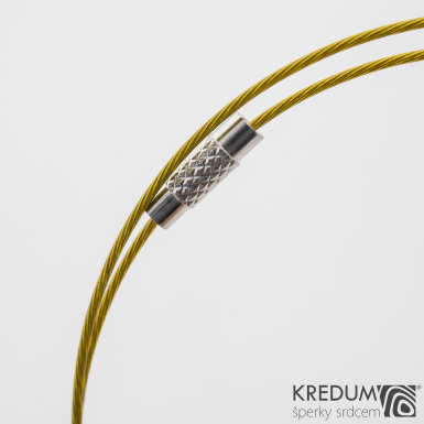 Zlaté nylonové lanko s ocelovou strunou - šroubovací uzávěr