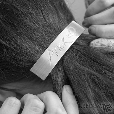 Linka Amor lesklá - základ 8 cm, šíře 1,9 mm - Nerezová spona do vlasů, SK1732