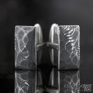Rock - vzor devo, zatmaven - manetov knoflky z nerezov oceli damasteel