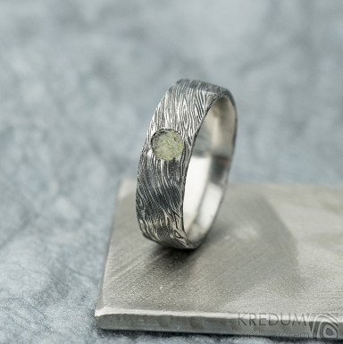 Natura a přírodní kámen - Snubní prsten nerezová ocel damasteel - voda