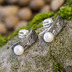 Moon Natura s perlou - kované damasteel náušnice
