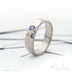 Zásnubní prsten s drahým kamenem - Natura titan, lesklý + broušený ametyst cca 3 mm vsazený do stříbra, velikost 55, šířka 5-5,5 mm, tloušťka 1,4 mm - SK3702