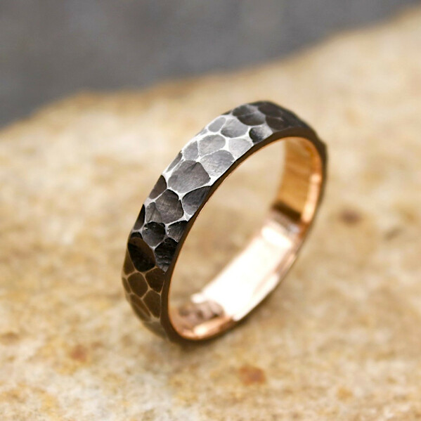 Orion red Raw - snubn prsten nerezov ocel a erven zlato