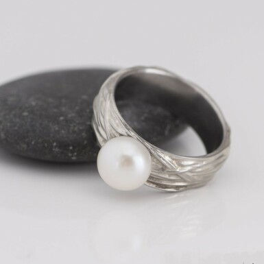 Gordik s perlou - Motaný snubní prsten nerezový