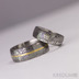 Snubn prsten damasteel - PRIMA + diamant princes 2 x 2 mm ve zlat