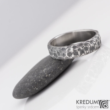 Natura rky - Snubn prsten nerezov ocel damasteel, S2147