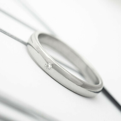 Prima nerez a čirý diamant 1,5 mm - lesklý - kovaný snubní prsten z nerezové oceli