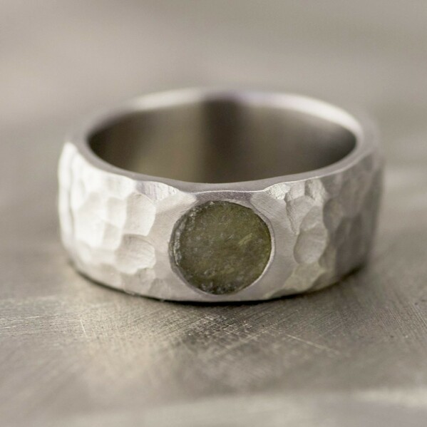 Kovan nerezov snubn prsten - Klasik Maro s vltavnem - celkov e 7 mm