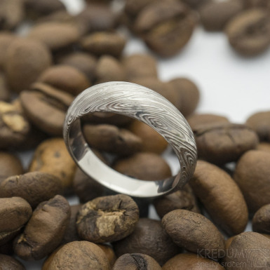 Siona damasteel - vzor voda - kovaný snubní prsten z nerezové oceli
