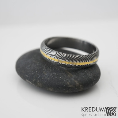 Golden line - prsten damasteel a zlato - produkt SK1023