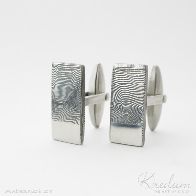 Pan Q - Kovan manetov knoflky damasteel s plokou pro ryt, devo, zatmaven - SK4410