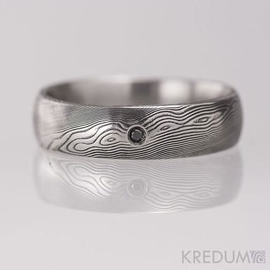 PRIMA a ern diamant 1,7 mm - devo - Snubn prsten kovan ocel damasteel, S1162