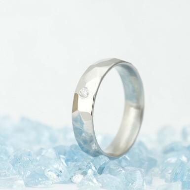 Rock a čirý diamant 2 mm - lesklý - kovaný snubní prsten z nerezové oceli