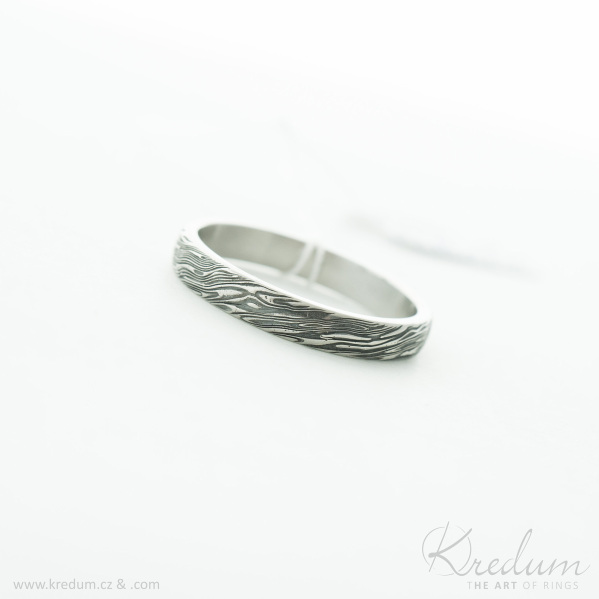 Prima voda - Kovan snubn prsten z oceli damasteel, V4996
