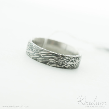 Prima voda - Kovaný snubní prsten z oceli damasteel, V5002