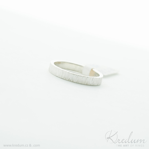 Wood silver - Stříbrný kovaný snubní prsten, V5174