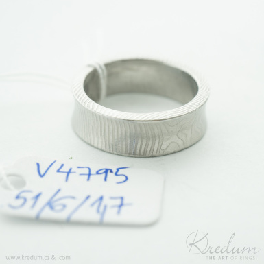 Collium - Kovan snubn prsten se lbkem, ocel damasteel - rky - V4795