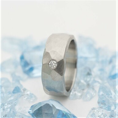Natura nerez a čirý diamant 2,3 mm - matný - kovaný snubní prsten z chirurgické oceli
