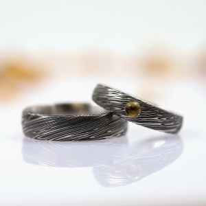 prsteny Prima damasteel, struktura voda - d�msk� osazen� citr�nem